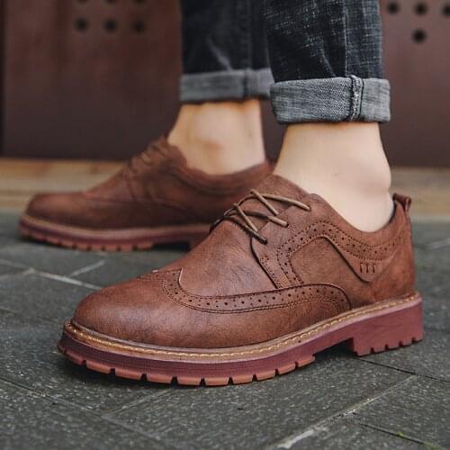 Autumn New Men Martens Shoes Brogue Casual Shoes Men Genuine Leather Shoes Work Business Casual Sneakers 69m