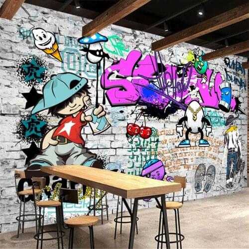 Custom Mural 3d Wallpaper Fashion Style Trend Street Art Graffiti Brick Wall Background Wall Living room bedroom Restaurant Обои