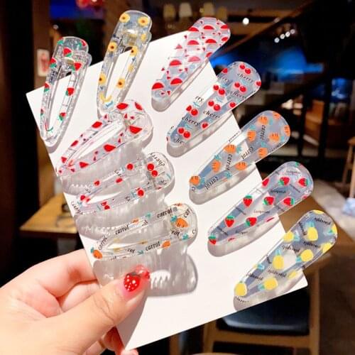 New Kids Hair Accessories Fruit Transparent Waterdrop Hair Clip Hairpins Children Girls Cute Cartoon Hair Clips