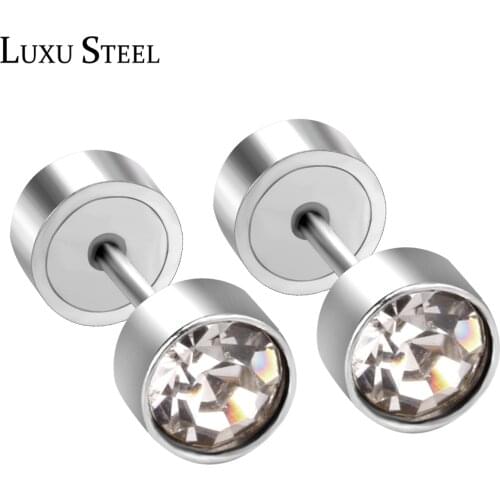 LUXUSTEEL Earrings For Women Christmas Stainless Steel Round Cubic Zirconia Plus Earrings Fashion Jewelry Party Bbay Brinco
