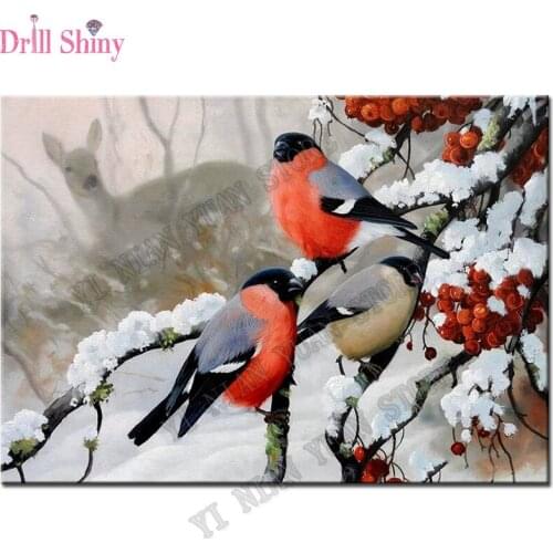 New Full Drill Square Diamond 5D DIY Diamond Painting"Winter birds"3DDiamond Embroidery Cross Stitch Rhinestone Mosaic wall arts