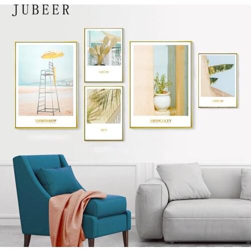 Scandinavian Style Ins Yellow Poster Landscape Canvas Painting Wall Decoration Painting for Living Room Nordic Decoration Home