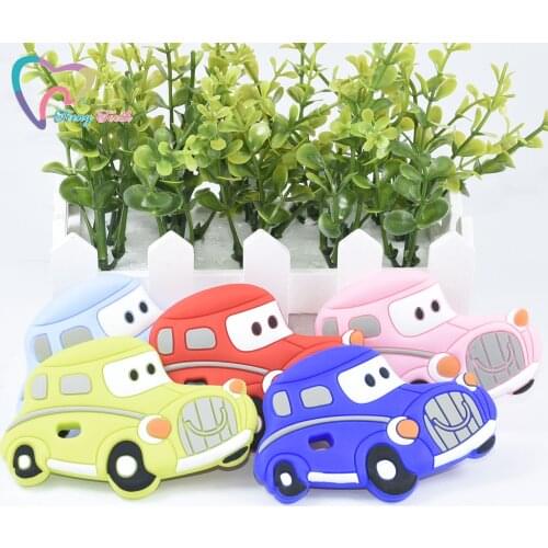 1 PC Cartoon Car Teether DIY Accessories Dummy Clip Rattles Pendant Nursing Necklace Charms Baby Car Fashion Teether
