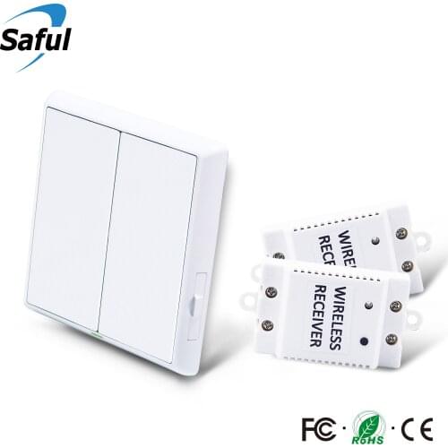 Saful Wireless Remote Control Push Switch AC 220V Receiver Panel Transmitter Hall Switch