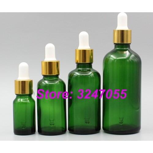 5/10/15/20/30/50/100ml Green Glass Empty Cosmetic Essential Oil Bottle, Glass Pipettes Dropper Vial, Aromatherapy Essence Bottle