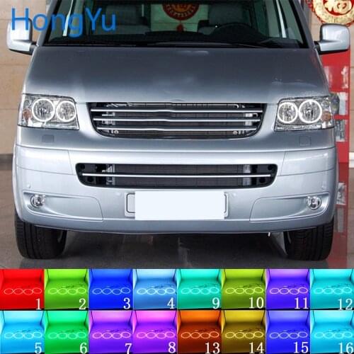 Headlight Multi-color RGB LED Angel Eyes Halo Ring Eye DRL RF Remote Control for Volkswagen VW Multivan T5 2003-2009 Accessories