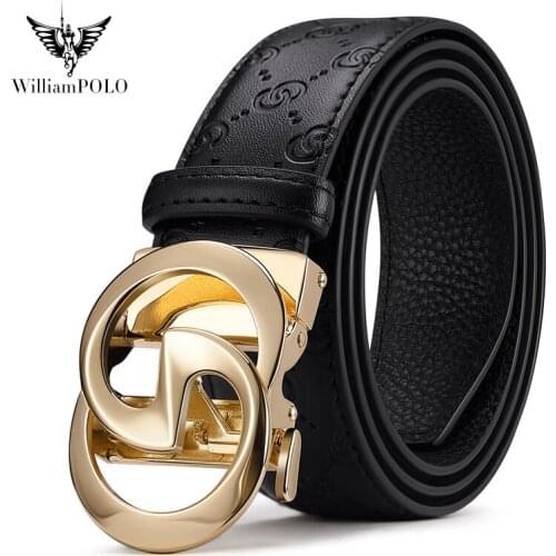 WILLIAMPOLO mens belts mens fashion automatic buckle layer cowhide joker mens belts business leisure youth belts