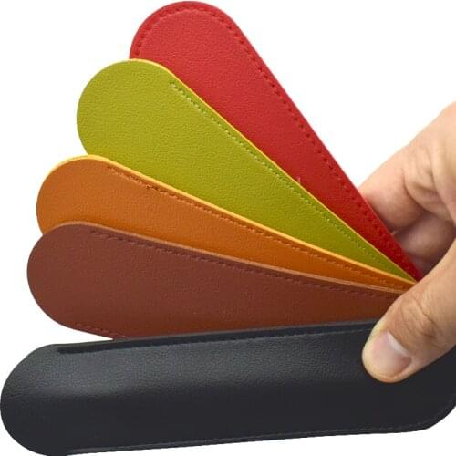 Pen Protective Cover Soft PU Leather Handmade Pencil Case Ballpen Holder For Writing Materials Stationery Office School Supplies