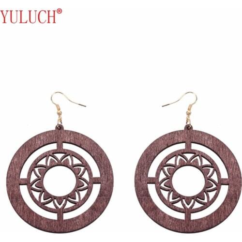 YULUCH 2018 Pop national wind hollow round sunflower ear studs fashion jewelry gift for women
