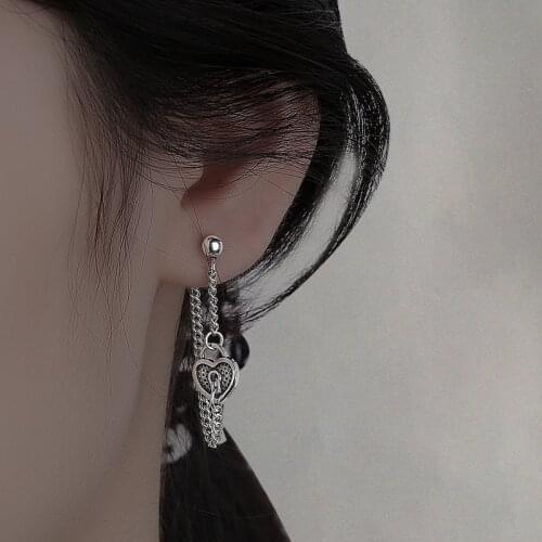 Todorova Fashion Minimalist Exaggerated Back Hanging Earrings Vintage Heart Chain Tassel Earrings For Women