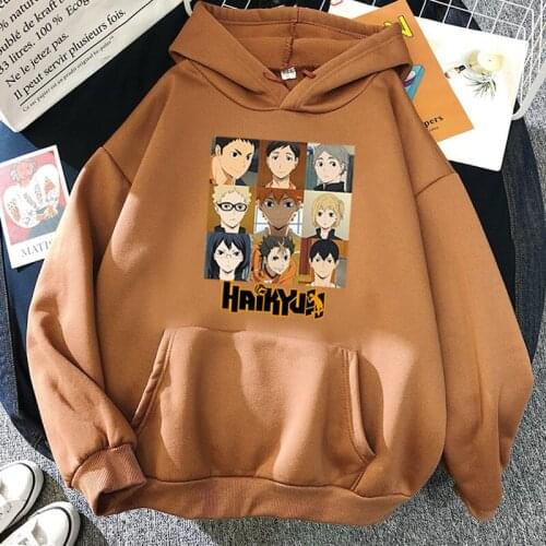 Haikyuu Hoodie Sweatshirt Women/Men Anime Clothes Shoyo Hinata Volleyball Teenager Candy Color Pollver Loose Streetwear Hip Hop