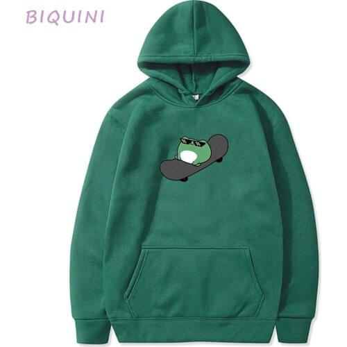 Sudaderas Para Mujer Skate Frog Hoodied Anime Hoodies Crewneck Sweatshirt Capuche Kawaii Clothes Toppies Femme Unisex Teens
