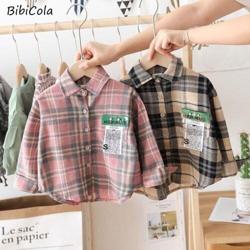 Spring Kids Shirt Clothes Thin Blouses Clothing Infant Boy Plaid Cotton Tops 1 2 3 4 5 Years Kids Long Sleeves Shirt