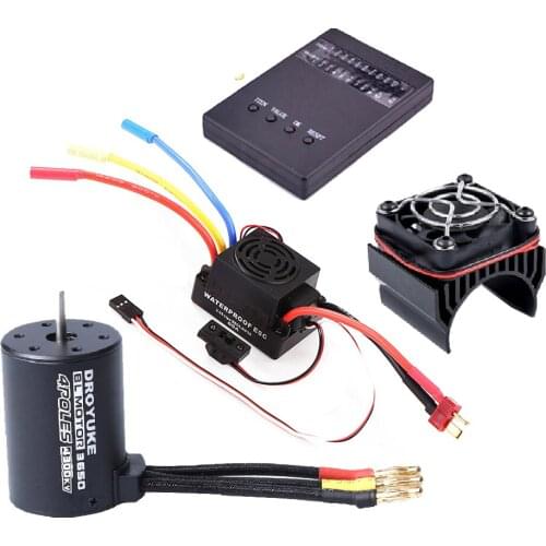 Waterproof 3650 3100KV 3900KV 4300KV KV5200 Brushless Motor with 60A ESC w/ Program Card Combo for 1/10 RC Car Truck Toy