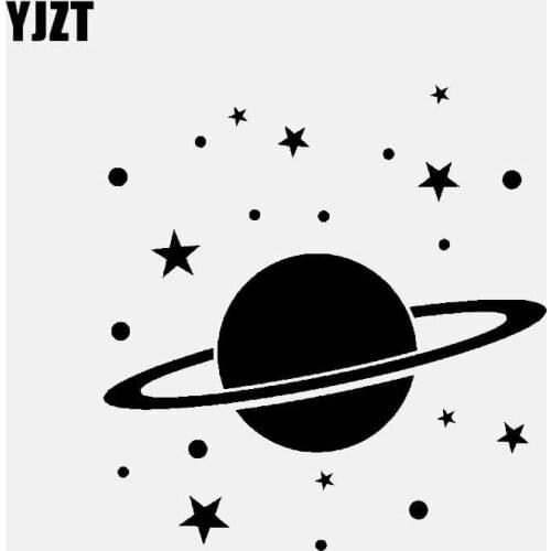 YJZT 12.9CM*13.5CM Car Sticker Vinyl Decal Saturn And Stars Black/Silver C3-0702