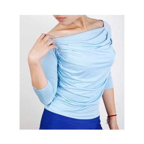 Ballroom dance modern dance latin dance wrinkle collar blouses women top T12016 3/4 sleeve
