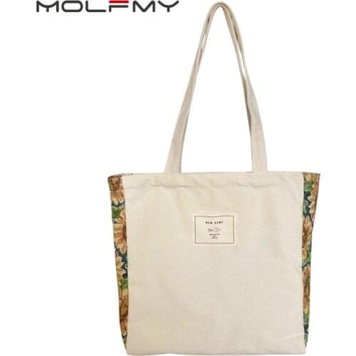 Womens Canvas Handbag Shoulder Bag Large Capacity Sunflower Print 2021 Fashion Chic Female Retro Tote Bag Shopping Bag Summer