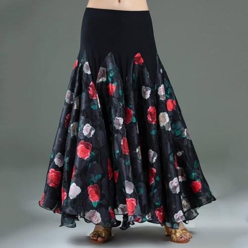 Ballroom Dance Skirt For Women Performance Costume Floral Waltz Dance Wear Dancer Outfit Long Skirts Designer Clothes DL7185