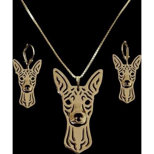 Women Metal Alloy Pet Dog Jewelry Set Lovers' Miniature Pinscher With Natural Ears Jewelry Set
