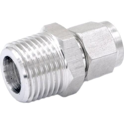 1/2" NPT Male -Fit Tube OD 8mm 304 Stainless Steel Sleeve Ferrule Pneumatic Connector Fitting