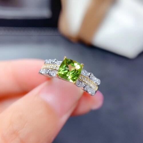 100% Natural And Real Peridot ring gem N925 sterling silver Wholesale Fine jewelry