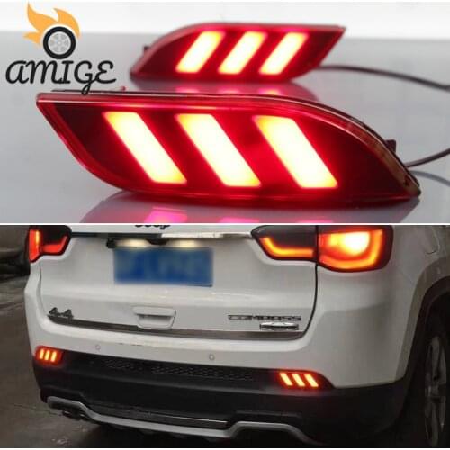 12V Car LED Rear Lights For Jeep Compass 2017 2018 2019 2020 Reflector Bumper Lamp Taillights Backup Brake Light