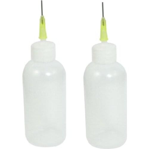 2PCS Clear White Needle Nozzle Plastic Sewing Machine Oil Bottle 50ml