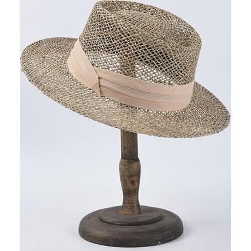 2020 Summer Women Wide Brim Seagrass Straw Hat Fashion Lady Kentucky Derby Sun Hat Boater Hat Panama Beach Hats Chapeu Feminino