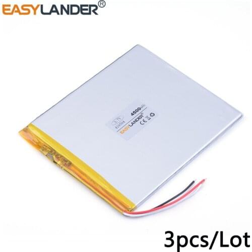 3pcs /Lot 3.7v lithium Li ion polymer rechargeable battery 3 wire 419594 4500mAh e-book video game IPAQ MID pad cell phone