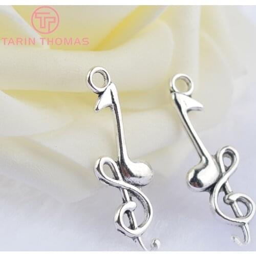 20PCS 32x10MM Zinc Alloy Antique Silver Color Music symbol Charms Pendants Diy Jewelry Findings Accessories