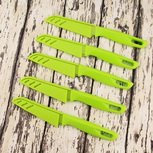 SUNNECKO 4pcs Kitchen Knives 3.5'' Non-stick Santoku Knife 3CR13 Blade Green Fruit Chefs Cutter Knives PP Handle Cooking Knives