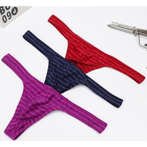 4PCS/Lots Sexy Mens Thong G-string Jockstrap Penis Pouch Panties Striped Mini Underwear String Homme T-back Underpants Bikini