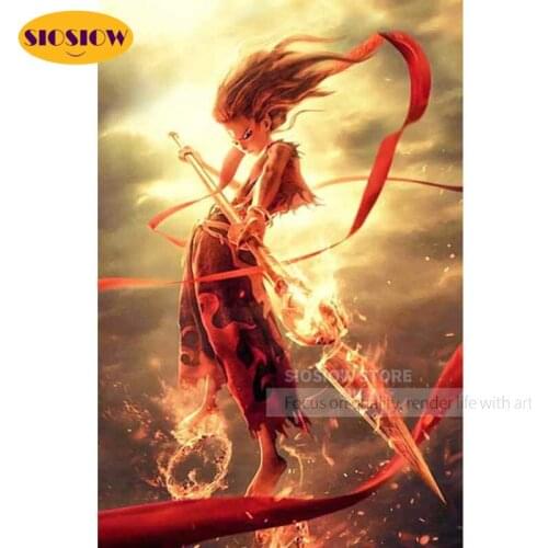 5d Full Drill Diamond Paintings Cartoon Ne Zha Daimond Painting Mosaic Embroidery Chinese Cross Stitch Patterns Kit Accessories