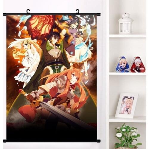 Anime Tate no Yuusha no Nariagari Naofumi Iwatani Raphtalia Wall Scroll Mural Poster Wall Hanging Poster Otaku Home Decor Gift