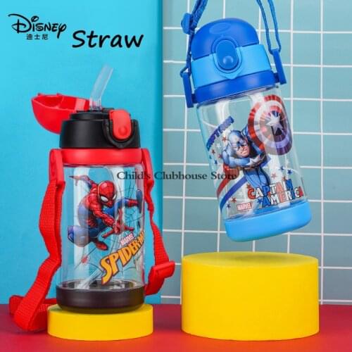 Disney Childrens Water Cup with Straws Primary School Kindergarten Portable Anti Fall Baby Drinking Cup Water Bottle