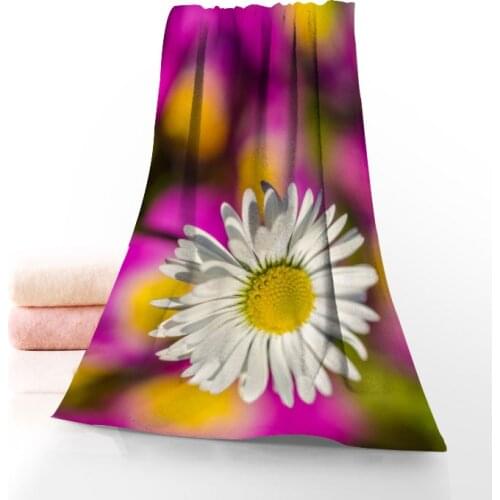 Daisy Flowers Towel Printed Cotton Face/Bath Towels Microfiber Fabric For Kids Men Women Shower Towels 70X140cm