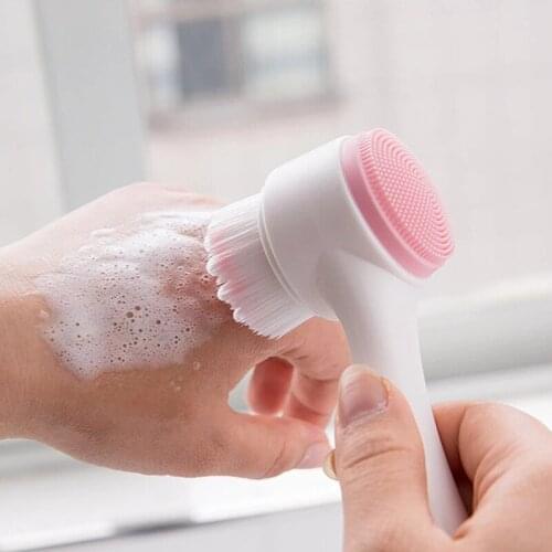 Double-sided Silica Gel Cleansing Brush Soft Thick Fiber Face Cleansing Cleaner Portable Facial Massage Skin Care Beauty Tools