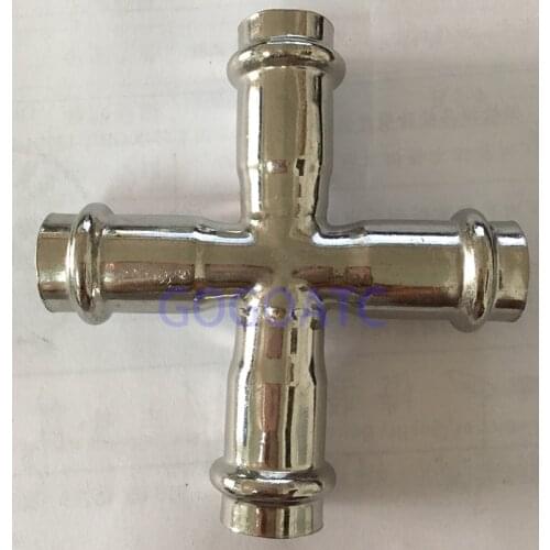 Compression ferrule stainless steel pipe joint + type adapter DN15/20/25/32/40/50 Propress 4 way 304 SS press fittings for water