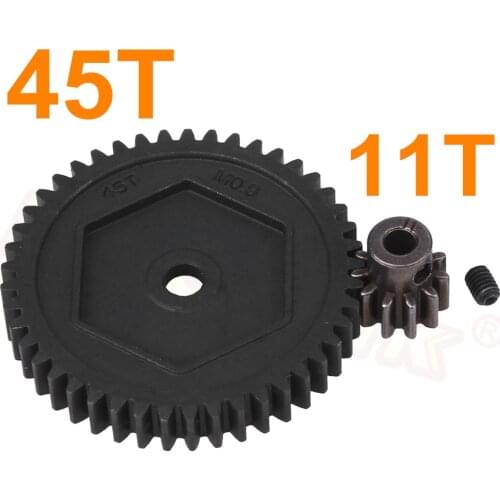 Metal Steel 45T M0.8 Spur Gear & 11T 32P Pinion Motor Gear for Traxxas TRX4 TRX-4 RC Crawler Car,Replace 8053 6747