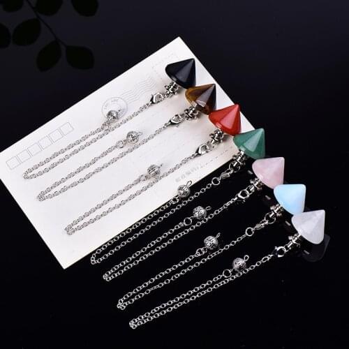 Fashion Simple Natural Crystal Pendulum Chain Raw Crystals Reiki health Healing Energy Stone For Men Women Mineral Jewelry Wicc