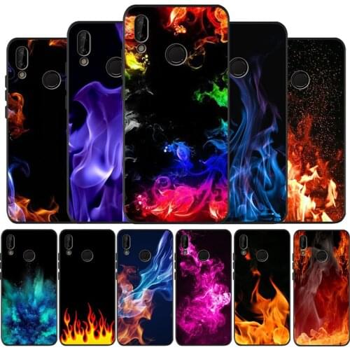 Fashion Flame Pattern black soft Phone Case for huawei P40 P30 P20 P10 Pro lite P9 Lite nova 4E 6SE Psmart 2019 Y6 9 Prime