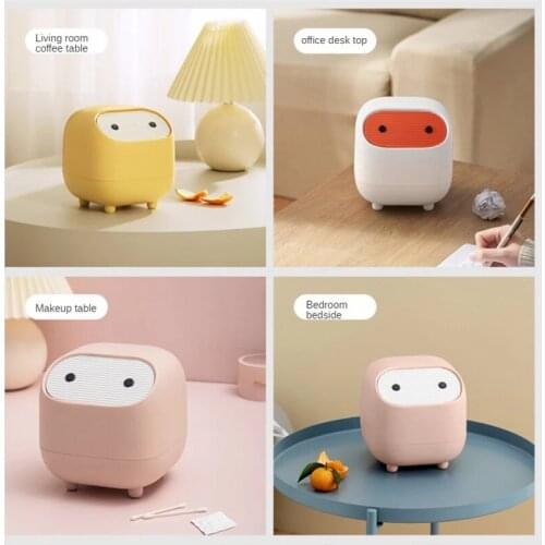 Waste Bin Desktop Small Trash Can with Lid Garbage Organizer Detachable Press-Type Cover Desk Storage Bucket Creative Mini