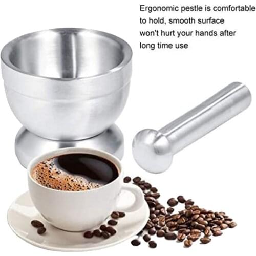 Stainless Steel Mortar Pestle Set Garlic Spice Grinder Pharmacy Herbs Bowl Mill Grinder Kitchen Tool