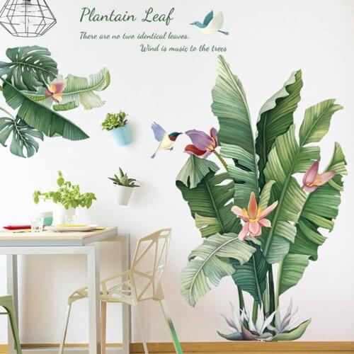 Nordic Style Tropical Plants Leaves Wall Stickers For Living Room Bedroom Eco-friendly Vinyl Wall Decals Art Poster Home Decor