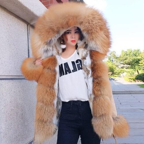 2020 new Winter Jackets Fox fur collar Rabbit fur liner coat women