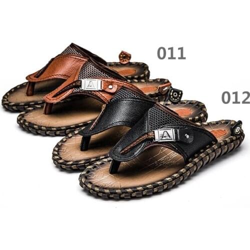 2020 summer new mens casual shoes beach trend large mens shoes herringbone mop top layer cowhide outdoor leisure