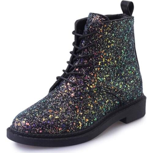 NEW women ankle motorcycle boots for autumn round toe fashion black white shoes Casual Handmade boots solid flat with lace up