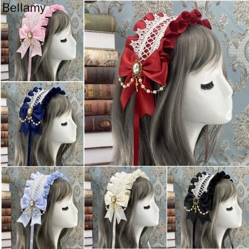 Lovely Sweet Hair Hoop Anime Maid Cosplay Headband Lolita Lace Flower Headwear Hair Accessory Hand made craftslolita hai