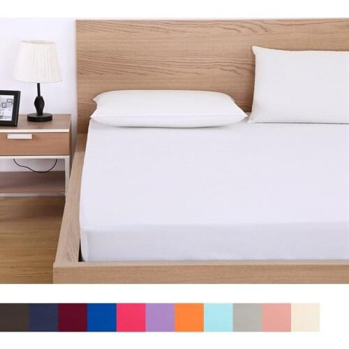 Solid Fitted Sheet Mattress Cover with all-around Elastic Rubber Band Bed Sheet