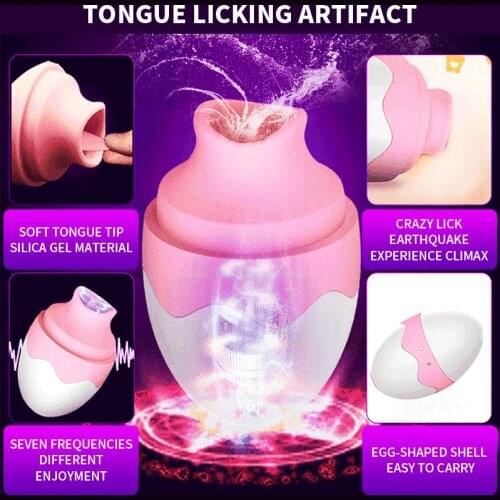Oral Clitoris Sucking Stimulator Tongue Vibrator Nipple Breast Massager Egg Size Portable Sex Toys for Women 18+ Adults Vagina